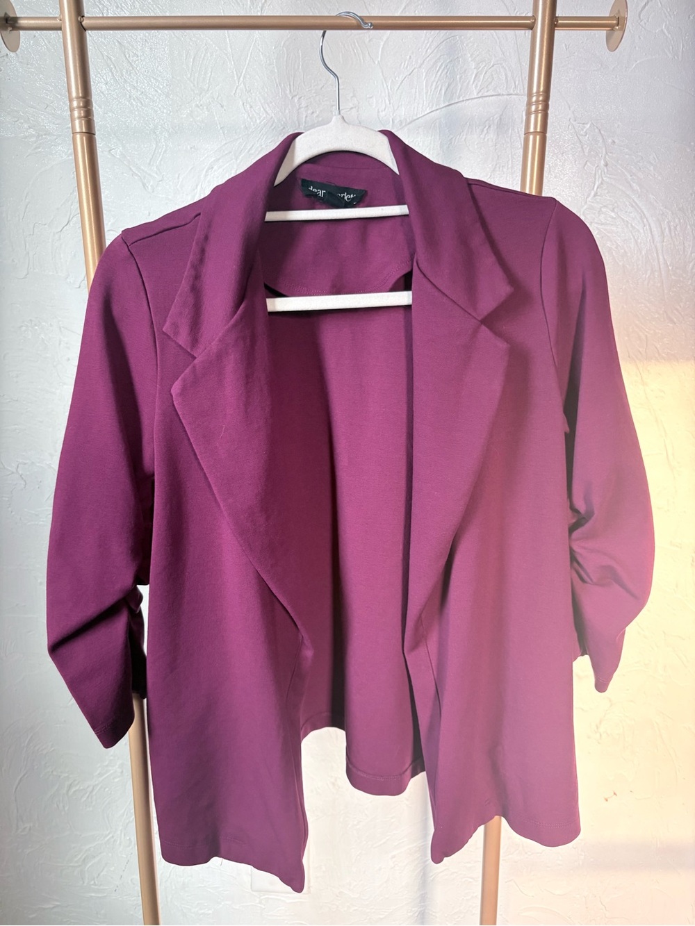 Dear Scarlett Plum Purple Open Front Blazer Cardigan Size Small
